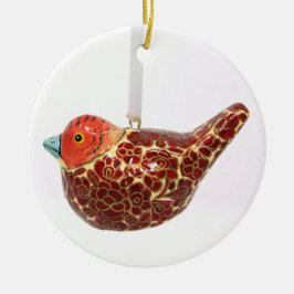Altmodisches Rot-Gold blühte Rebhuhn-Flitter Keramik Ornament