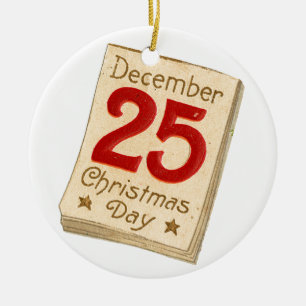 Altmodisches Weihnachten, 25. Dezember Keramikornament