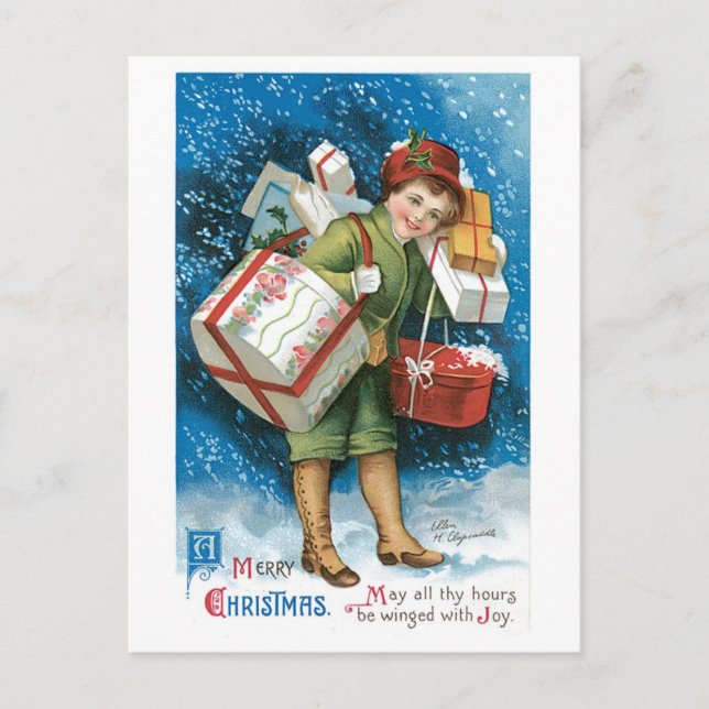Altmodisches Weihnachten, Dame Feiertagspostkarte (Vorderseite)