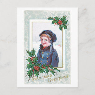 Altmodisches Weihnachten, Junge Feiertagspostkarte