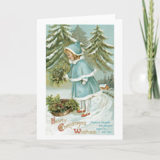 Altmodisches Weihnachten, Mädchen Feiertagskarte