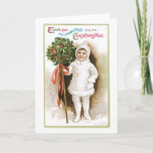 Altmodisches Weihnachten, Mädchen Feiertagskarte