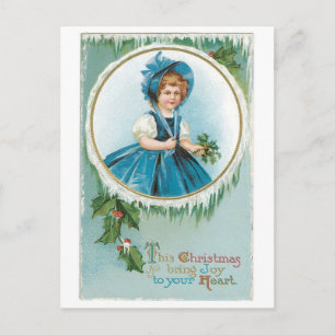 Altmodisches Weihnachten, Mädchen Feiertagspostkarte