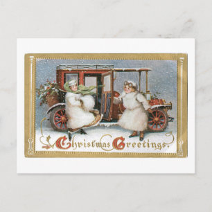 Altmodisches Weihnachten, Oldtimer Feiertagspostkarte
