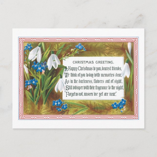 Altmodisches Weihnachten, Snowdrops Feiertagspostkarte (Vorderseite)