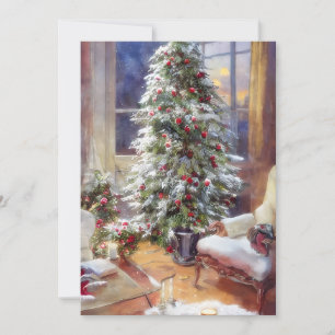 Altmodisches Weihnachtsbaum-Budget Feiertagskarte