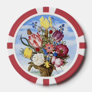 Altniederländisches Blumenstilleben des Goldenen Z Pokerchips