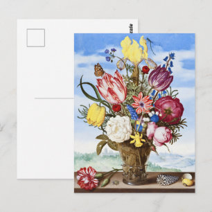 Altniederländisches Blumenstilleben des Goldenen Z Postkarte