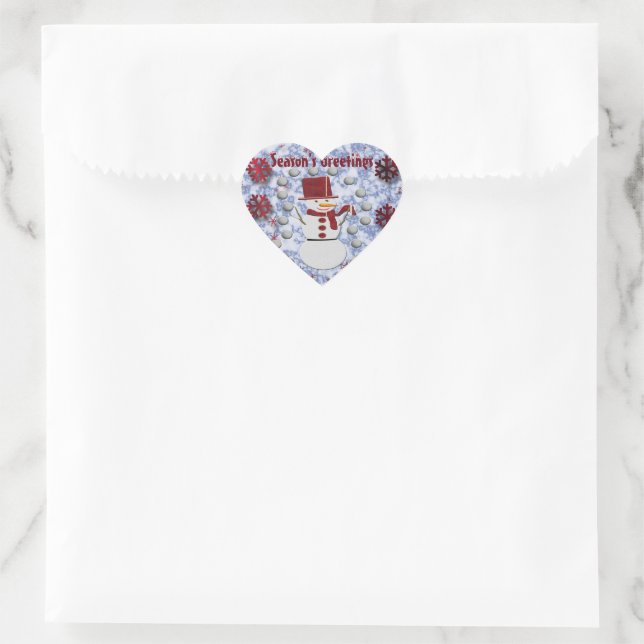 Alto Cheerful Snowman Herz-Aufkleber (Tasche)
