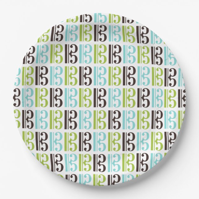 Alto Clef Pattern Pappteller (Vorderseite)