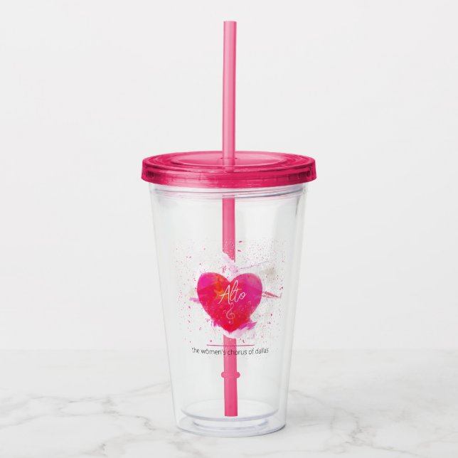 Alto Musical Heart Singing Part Acryltrinkbecher (Vorderseite)