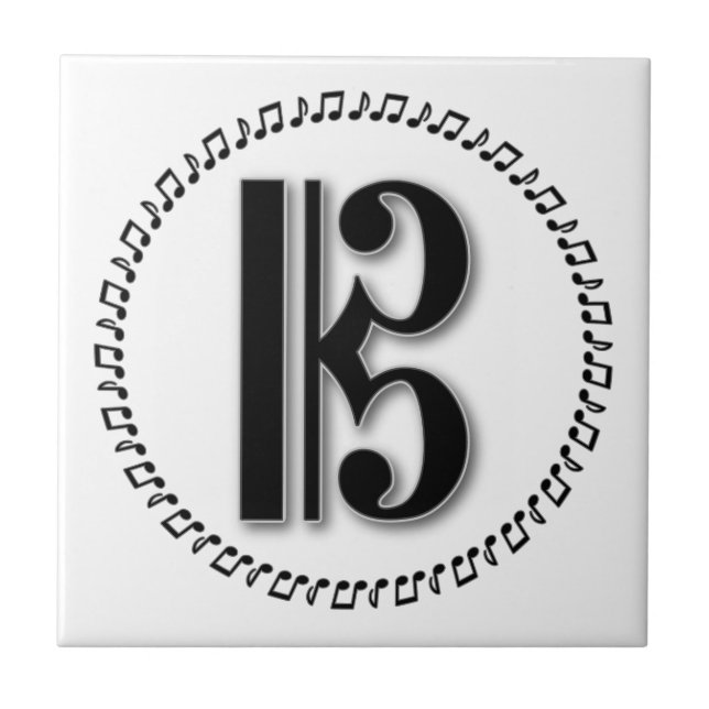 Alto oder Tenor Clef Musiknote Design C Clef Fliese (Vorderseite)
