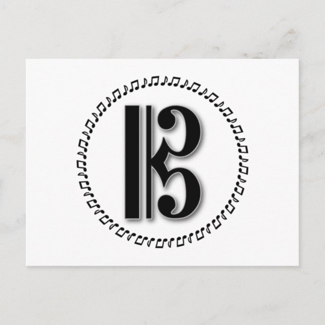 Alto oder Tenor Clef Musiknote Design C Clef Postkarte (Vorderseite)