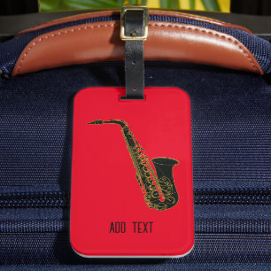 Alto Saxophon on on Red Personalizable Gepäckanhänger