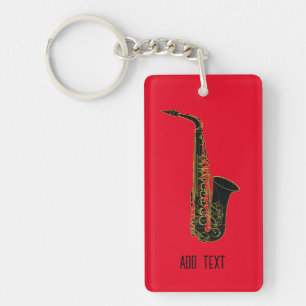 Alto Saxophon on on Red Personalizable Schlüsselanhänger