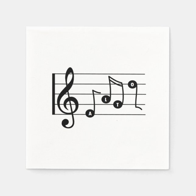 Alto Singer Musical Cocktail Napkin Serviette (Vorderseite)