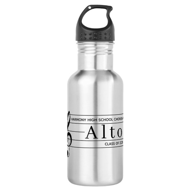 Alto Singer Musical School Name Abschluss Jahr Edelstahlflasche (Vorderseite)