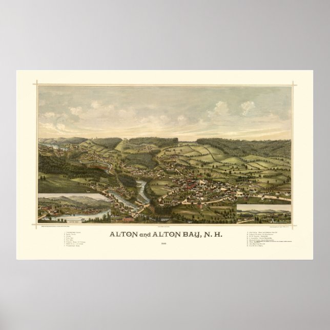 Alton, NH Panoramic Map - 1888 Poster (Vorne)