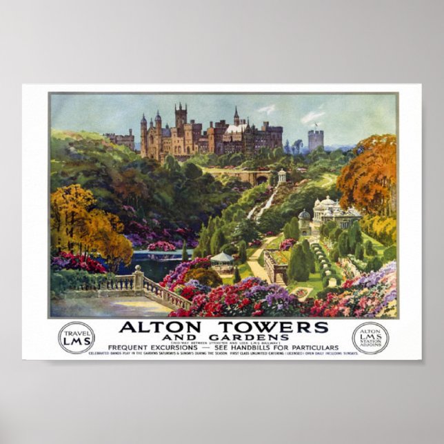 Alton Towers und Gardens Vintage Travel Poster (Vorne)