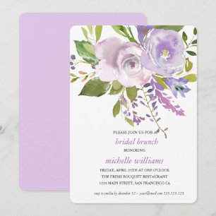 Altrosa Chic Lavender Floral Wedding Bridal Brun Einladung