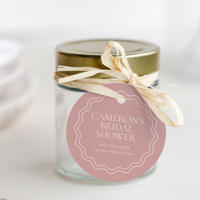 Altrosa | Wavy Scallop Border Brautparty Geschenkanhänger (Von Creator hochgeladen)