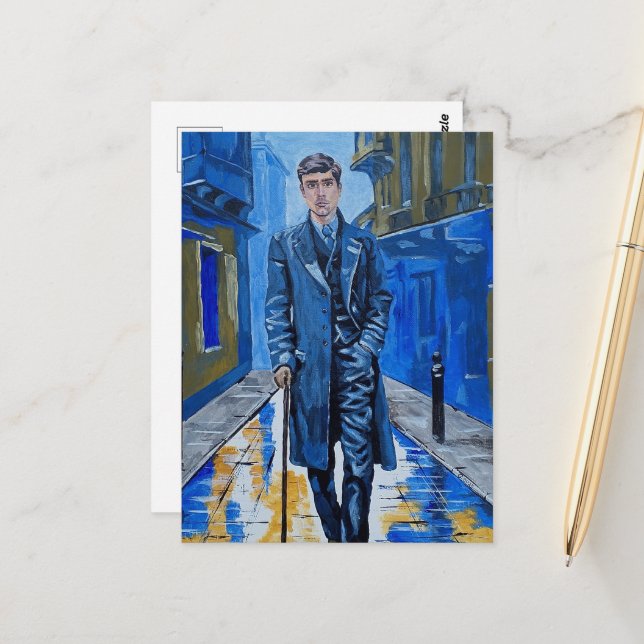 Altstadt, Mann, Straße, Rohrstock Postkarte (Vorderseite/Rückseite Beispiel)