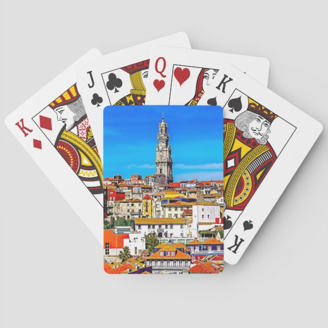 Altstadt Porto mit Turm Clerigos Spielkarten (Rückseite)