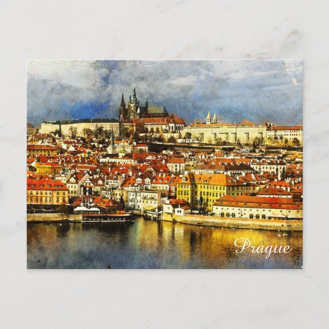 Altstadt Prag (Praha) von Bridge Tower Postkarte (Vorderseite)