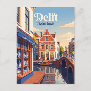 Altstadt und Blaue Keramik Niederlande Postkarte
