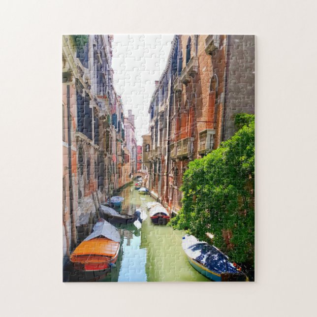 Altstadt Venedig Kanal & Boote, Venedig Italien (Vertikal)