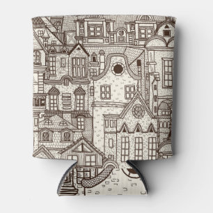 Altstadt: Von Hand Gezeichnet nahtloses Muster Dosenkühler