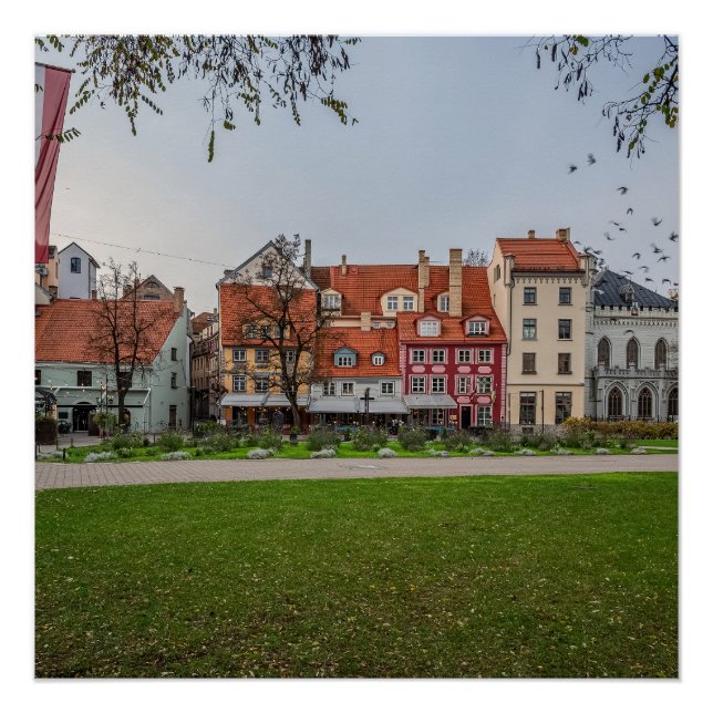 Altstadt von Riga im Herbst Poster (Vorderseite)