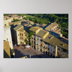 Altstadt von San Gimignano, Siena, Toskana, Italie Poster