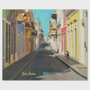 Altstadt von San Juan Kopfsteinpflaster-Straßenfot Geschenkpapier
