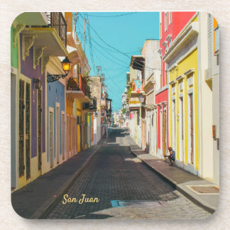 Altstadt von San Juan Kopfsteinpflaster-Straßenfot Getränkeuntersetzer
