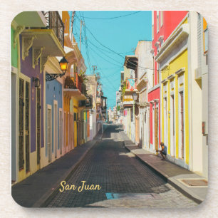 Altstadt von San Juan Kopfsteinpflaster-Straßenfot Getränkeuntersetzer