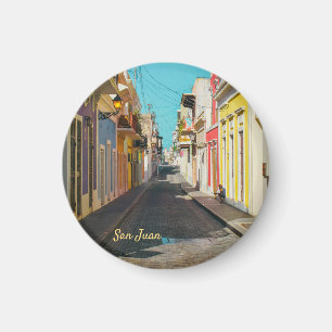 Altstadt von San Juan Kopfsteinpflaster-Straßenfot Magnet
