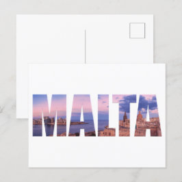 Altstadt von Valletta und Hafen Malta Text Postkarte