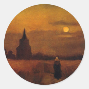Altstadt von Vincent van Gogh Runder Aufkleber