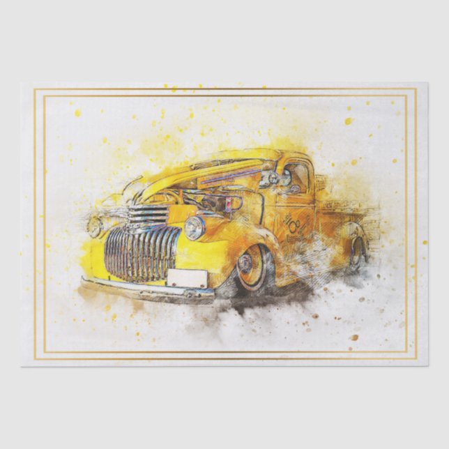 AltVintager LKW-Dekoupage Seidenpapier (Vorderseite)