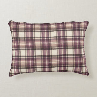 Altviolett & cremefarbener Tartan-Karostoff Dekokissen