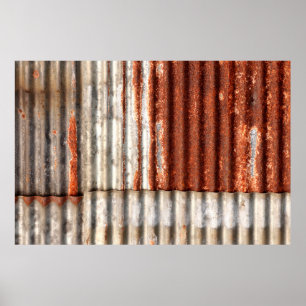 altzine und rostige Wellpappe. Poster