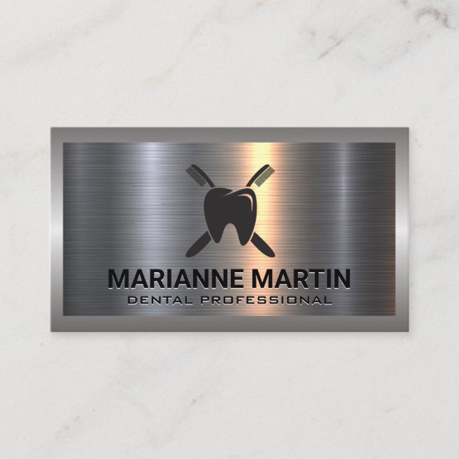 Aluminium-Aluminium-Bürste | Dental Logo Visitenkarte (Vorderseite)