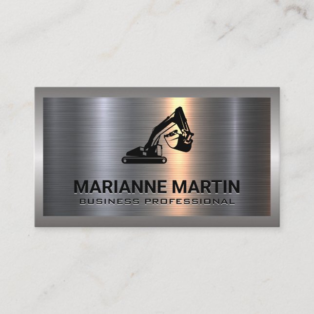 Aluminium-Aluminium-Bürste | Earth Mover Logo Visitenkarte (Vorderseite)