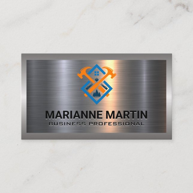 Aluminium-Aluminium-Bürste | Zuhause Hammer Logo B Visitenkarte (Vorderseite)
