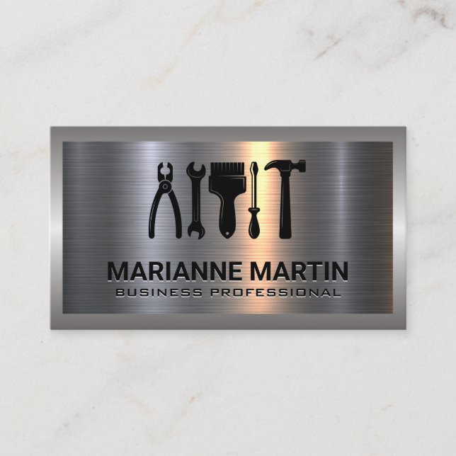 Aluminium-Aluminium-Bürste | Zuhause Hammer Logo B Visitenkarte (Vorderseite)