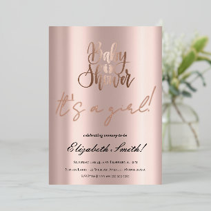 Aluminium Baby Shower - C'est une fille, Invitation en papie