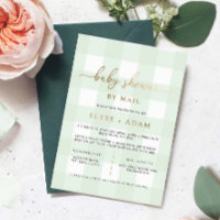 Baby shower En vichy Vert Par Mail Foil Invitation
