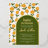 Bébé En Fleur Douche Invitation Foil Invitation
