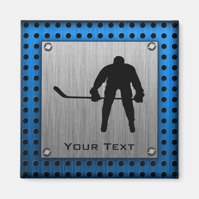 Aluminium-Bürste-Look Hockey Magnet (Vorne)